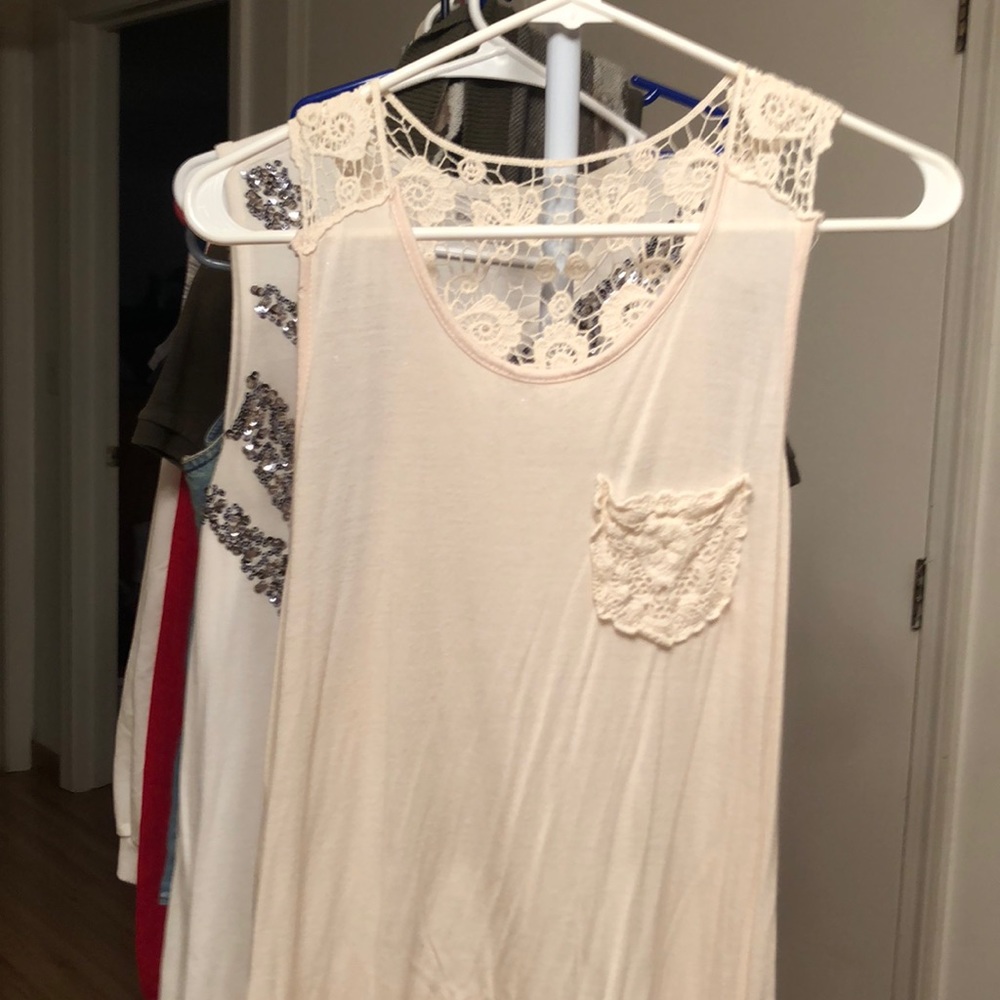 Cream colored lacy tank top